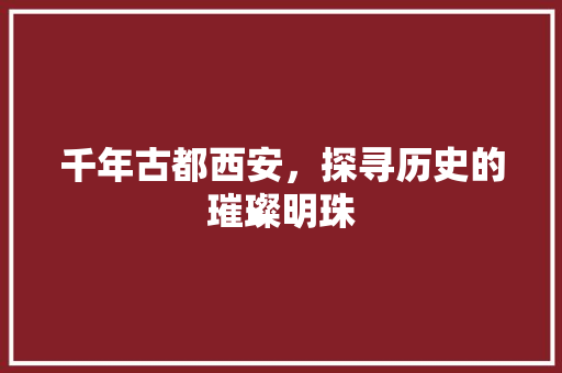 千年古都西安，探寻历史的璀璨明珠  第1张