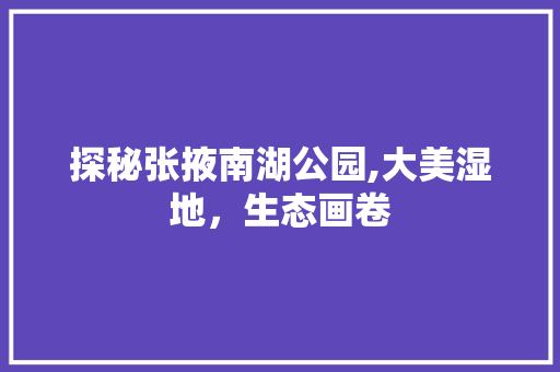 探秘张掖南湖公园,大美湿地，生态画卷