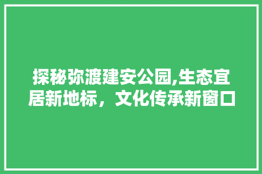 探秘弥渡建安公园,生态宜居新地标，文化传承新窗口