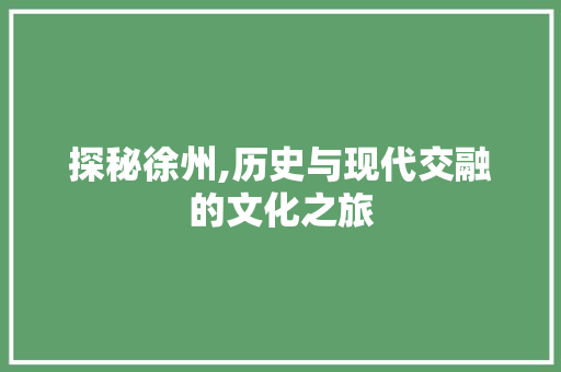 探秘徐州,历史与现代交融的文化之旅  第1张