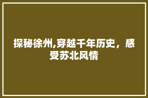 探秘徐州,穿越千年历史，感受苏北风情