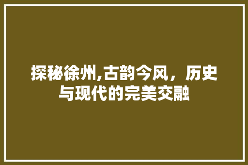 探秘徐州,古韵今风，历史与现代的完美交融  第1张