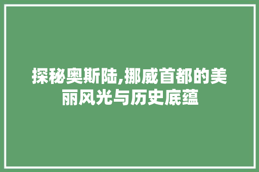 探秘奥斯陆,挪威首都的美丽风光与历史底蕴  第1张