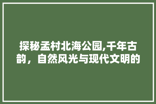 探秘孟村北海公园,千年古韵，自然风光与现代文明的完美融合  第1张