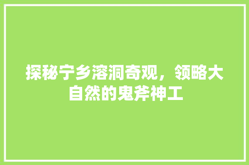 探秘宁乡溶洞奇观，领略大自然的鬼斧神工  第1张