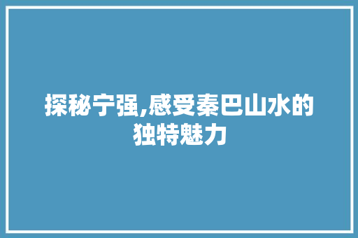 探秘宁强,感受秦巴山水的独特魅力  第1张