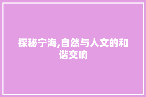 探秘宁海,自然与人文的和谐交响