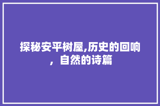 探秘安平树屋,历史的回响，自然的诗篇