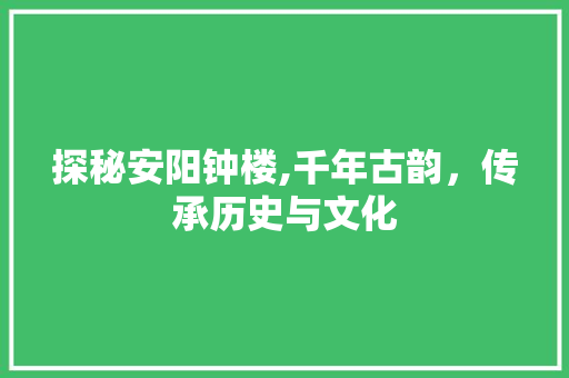 探秘安阳钟楼,千年古韵，传承历史与文化