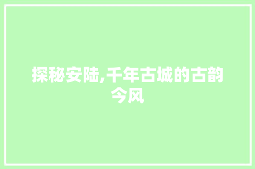 探秘安陆,千年古城的古韵今风