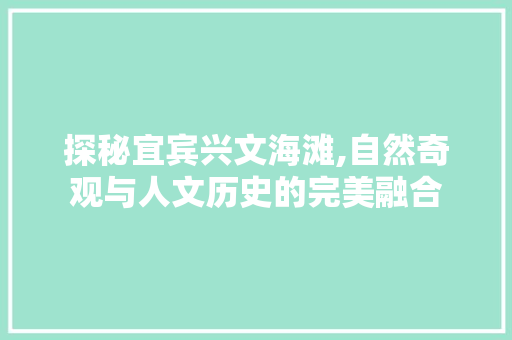 探秘宜宾兴文海滩,自然奇观与人文历史的完美融合