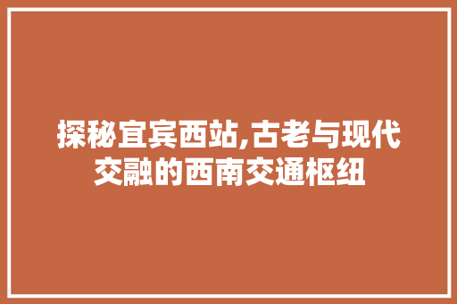 探秘宜宾西站,古老与现代交融的西南交通枢纽