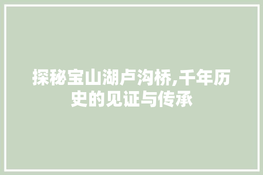 探秘宝山湖卢沟桥,千年历史的见证与传承