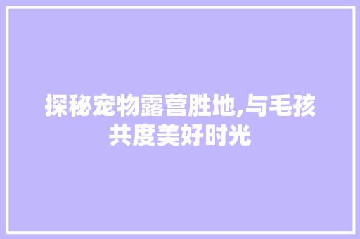 探秘宠物露营胜地,与毛孩共度美好时光