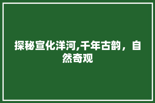 探秘宣化洋河,千年古韵，自然奇观