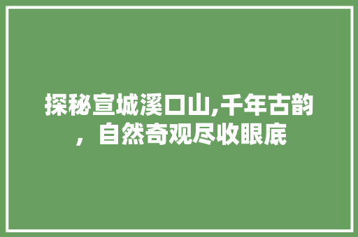 探秘宣城溪口山,千年古韵，自然奇观尽收眼底