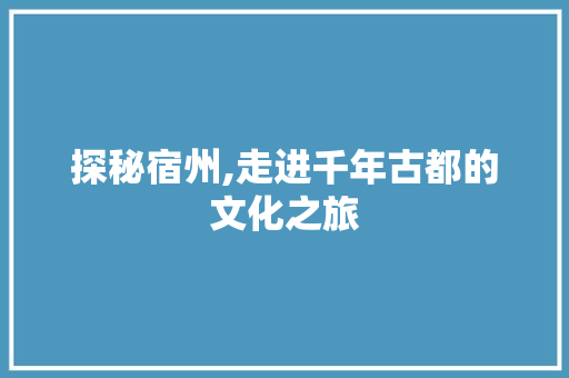 探秘宿州,走进千年古都的文化之旅