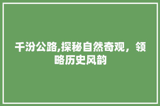 千汾公路,探秘自然奇观，领略历史风韵