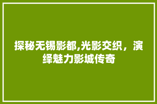 探秘无锡影都,光影交织，演绎魅力影城传奇