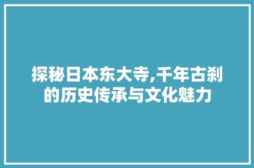 探秘日本东大寺,千年古刹的历史传承与文化魅力