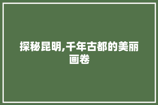 探秘昆明,千年古都的美丽画卷