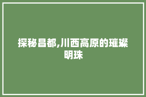 探秘昌都,川西高原的璀璨明珠  第1张