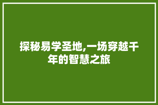 探秘易学圣地,一场穿越千年的智慧之旅