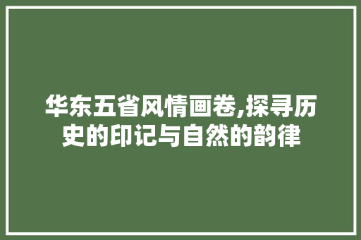 华东五省风情画卷,探寻历史的印记与自然的韵律