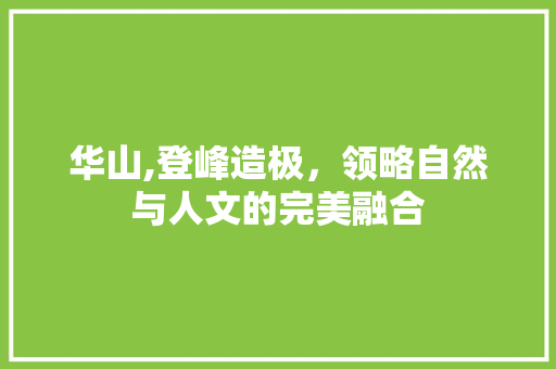 华山,登峰造极，领略自然与人文的完美融合