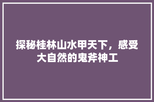 探秘桂林山水甲天下，感受大自然的鬼斧神工  第1张