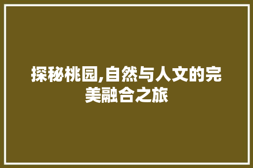 探秘桃园,自然与人文的完美融合之旅  第1张