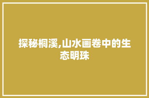 探秘桐溪,山水画卷中的生态明珠