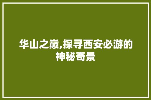 华山之巅,探寻西安必游的神秘奇景