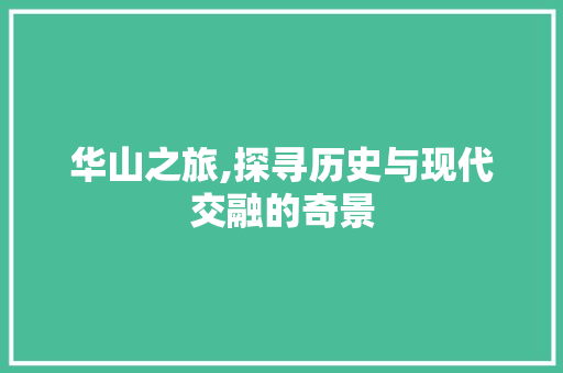 华山之旅,探寻历史与现代交融的奇景  第1张