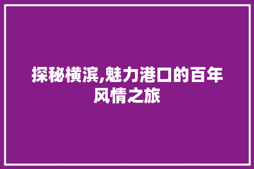 探秘横滨,魅力港口的百年风情之旅