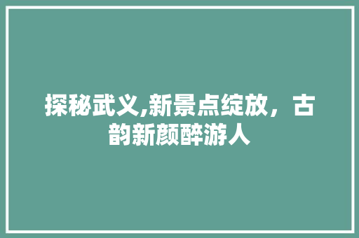 探秘武义,新景点绽放，古韵新颜醉游人