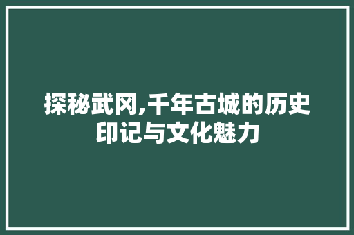 探秘武冈,千年古城的历史印记与文化魅力