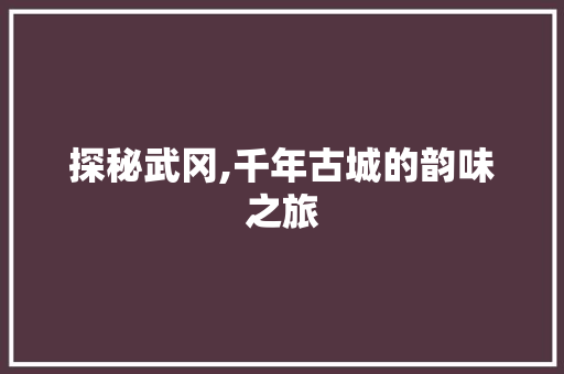 探秘武冈,千年古城的韵味之旅