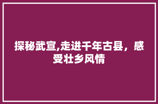 探秘武宣,走进千年古县，感受壮乡风情