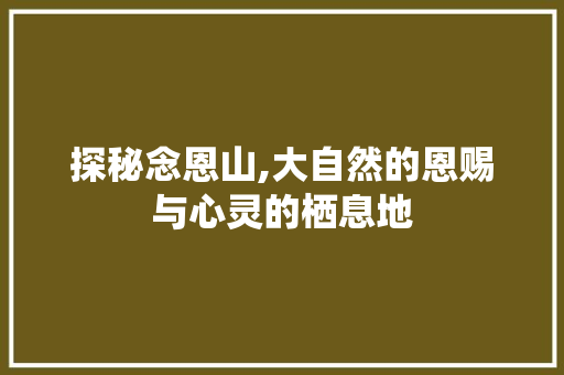 探秘念恩山,大自然的恩赐与心灵的栖息地  第1张