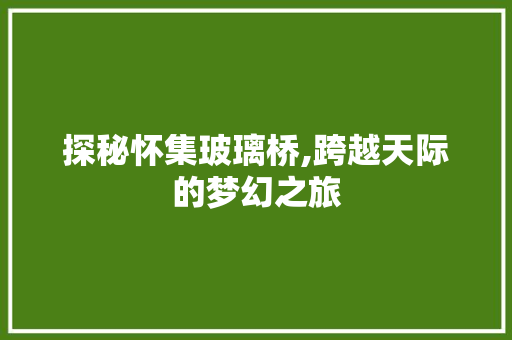 探秘怀集玻璃桥,跨越天际的梦幻之旅