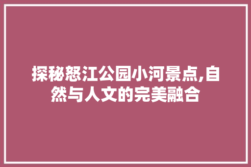 探秘怒江公园小河景点,自然与人文的完美融合  第1张