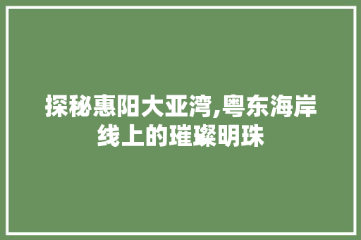 探秘惠阳大亚湾,粤东海岸线上的璀璨明珠  第1张