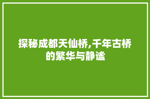 探秘成都天仙桥,千年古桥的繁华与静谧  第1张