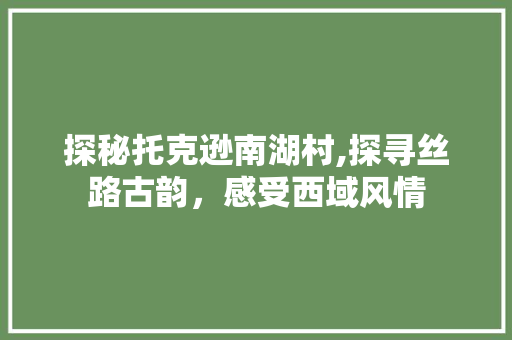 探秘托克逊南湖村,探寻丝路古韵，感受西域风情