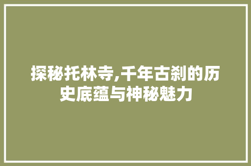 探秘托林寺,千年古刹的历史底蕴与神秘魅力