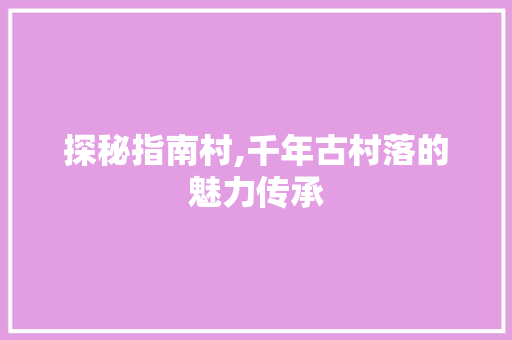 探秘指南村,千年古村落的魅力传承  第1张