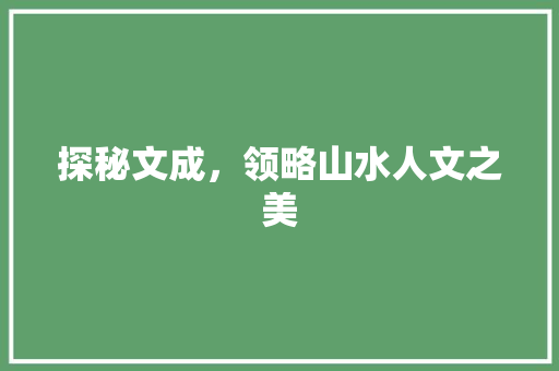 探秘文成，领略山水人文之美