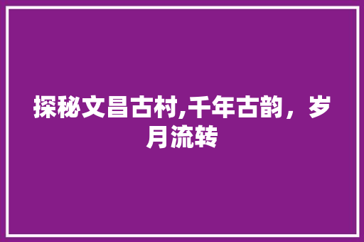 探秘文昌古村,千年古韵，岁月流转  第1张