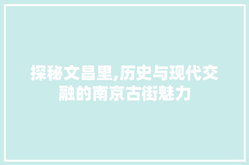 探秘文昌里,历史与现代交融的南京古街魅力